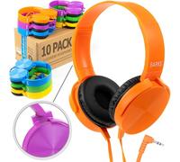 Audífonos de Aula a Granel (Paquete de 10, Colores Mezclados) - Auriculares Premium a Granel para Estudiantes niños K-12, escuelas y Juegos de Clase (Coloridos, duraderos, reducción de
