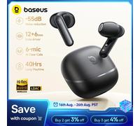 Audífonos Inalámbricos Baseus Bowie MS1 con ANC Adaptativo de -55dB, Semi-Intraaurales, Bluetooth 6.0, Ajuste Estable, Audio de Alta Resolución White