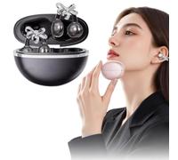 Audífonos inalámbricos Bluetooth con lazo de mariposa, auriculares inalámbricos Bluetooth 6.0 de oreja abierta con traducción de IA desmontable vinculada a la aplicación para mujeres