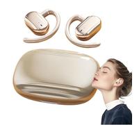 Audífonos inalámbricos de oreja abierta, audio estéreo deportivo, batería de larga duración, resistente al agua, resistente al sudor, uso en viajes en casa, 3.54 x 2.36 x 0.98 pulgadas, negro, dorado