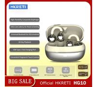 Audífonos Inalámbricos Originales HKRETI HG10, Bluetooth 5.4, Color Oro Rosa, Deportivos, Resistentes al Agua, con Reducción de Ruido, Clip, Estéreo, Compatibles con Black