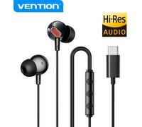 Audífonos Intrauditivos con Cable Vention ECHO LITE Tipo-C con Micrófono, HiFi Estéreo para iPhone 16 Pro, Samsung Galaxy S25 Black
