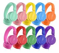 Audífonos para el Aula, Paquete de 10 - Auriculares con Cable para niños y Estudiantes de Primaria y Primaria (93 dB, Conector Jack de 3.5 mm) (Color Mixto)