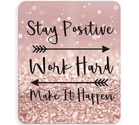 Audimi Alfombrilla de mouse con cita inspiradora, alfombrilla de mouse para mujer, «Stay Positive Work Hard and Make It Happen», 9.5 x 7.9 pulgadas (24 x 20 x 0.3 cm)