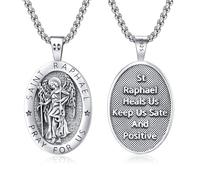 AUDINCEED Collar de plata de ley 925 con colgante de San Amuleto para hombre y mujer, medalla de San Patrón, regalo de joyería, Plata esterlina, No es una piedra preciosa