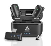 Audio Array AM-W19 Micrófono Lavalier inalámbrico con cancelación de ruido AI para iPhone/Android, funda de carga de 32 horas, Plug & Play para vlogging, transmisión, reuniones, grabación de video