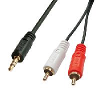 LINDY 35680 - Cable de audio, conector estéreo de 3,5 mm a 2 RCA, 1,0 m
