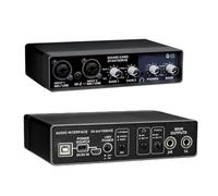 Audio Interface for Recording Music, USB Live Sound Card, 32Bit/192kHz, with 48V Phantom, Plug and Play Audio Interface for Music, Studio, Guitar, Podcast,Streaming