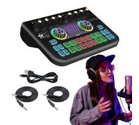 Audio Mixer for Streaming, Sound Mixer with Effects, Studio Sound Card Mixer, Sound Card Mixer, Studio Equipment, Streaming Mixer with XLR-3.5mm Condenser Microphone