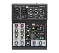 Audio Sound Mixer de 4 canales Mini consola de mezcla Bluetooth USB PC Reproducir récord de karaoke portátil DJ Controlador AG-AS04A(Nero)