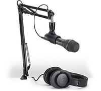 Audio-Technica AT2005USBPK - Paquete de micrófono Vocal para Streaming/podcasting, Incluye Salidas USB y XLR, Brazo Ajustable y Auriculares de Monitor, Color Negro
