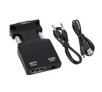 Audio Video Converter, VGA to HD Adapter, Plug and Play 1080P Converter with 3,5 mm Cable, ABS Metal Build for Workplace Presentations Projectors Displays Use, Black, 1 pieza