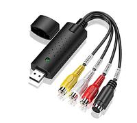 Audio Video Grabber USB 2.0 Plug & Play - Adaptador de vídeo para edición, Hi8 VHS a DVD para Mac y Windows 10 con adaptador convertidor de euroconector AV