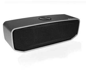 AudioAffairs BT 010 - Altavoz Bluetooth, batería fuerte, altavoz portátil portátil, sistema de retransmisión de bajos, altavoz Bluetooth, manos libres, auxiliar in, carcasa de aluminio resistente, color plateado