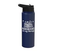 Audiobooks Are My Therapy Funny Book Lover Women Stainless Steel Insulated Water Bottle