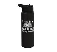 Audiobooks Are My Therapy Funny Book Lover Women Stainless Steel Insulated Water Bottle