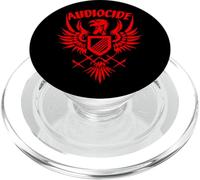 AudioCide - Logotipo de pájaro rojo con texto a juego rojo PopSockets PopGrip para MagSafe