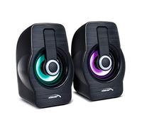 Audiocore Altavoces estéreo para portátiles y Ordenadores AC855 B, 20Hz-18kHz, 3W x 2 (RMS), Salida de Audio de 3,5 mm, Retroiluminación LED, Carcasa en Negro o Rojo a Elegir (Negro)
