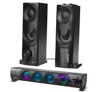 Audiocore Altavoz 2 en 1 2.0 para PC con función de Barra de Sonido Retroiluminación RGB Altavoz estéreo 2x3W RMS Fuente de alimentación AUX 3,5 mm USB
