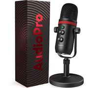 AUDIOPRO Micrófono USB, micrófono condensador de computadora para PC/portátil/PS4/5, salida de auriculares, control de volumen, USB tipo C Plug and Play, botón de silencio LED, para transmisión,
