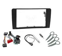 Audioproject A241 - Juego de embellecedor de Radio 2 DIN Compatible con Audi A3 8P - Bj 2003 - 2007 Symphonie RNS-E 2 DIN Adaptador de Radio 2 x Adaptador de Antena ISO Doble DIN Auto Radio Apertura