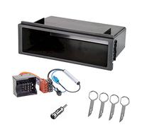 Audioproject A257 - Juego de montaje de radio de coche 1 DIN para VW Polo 9N/9N3 Lupo Golf 4 T4 T5 Passat - Adaptador de radio 2 x adaptador de antena Fakra DIN ISO 4 x soporte de desbloqueo