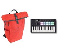Audiosavings Paquete: Novation LAUNCHKEY MINI 25 MK4 25 teclas MIDI Ableton Live Keyboard Controller Bundle con Rockville RPAK Burned Red elegante mochila duradera con bolsillo acolchado para laptop