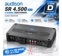 Audison SR 4.500 900W Amplificador Clase D de 4 Canales con Refuerzo de Graves