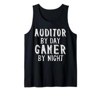 Auditor De Día Jugador De Noche Divertido Auditoría Fiscal Videojuego Camiseta sin Mangas