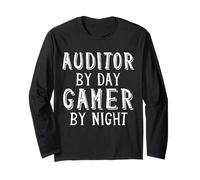Auditor De Día Jugador De Noche Divertido Auditoría Fiscal Videojuego Manga Larga