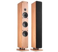 Audizio Arco - Pack Altavoz Activo + pasivo 320W con Radio Dab+ y Radio FM, Altavoz Bluetooth Potente, Altavoz USB, Entrada optica para Equipo Sonido TV y Altavoces Home Cinema, Color Madera Clara