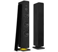 Audizio Arco - Pack de 2 Altavoces Bluetooth potentes de Torre con Amplificador Incorporado de 160W, Entrada óptica, USB, Luz LED, Compatible con TV, proyectores y Tocadiscos - Color Negro