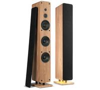 Audizio Arco - Pack de 2 Altavoces Bluetooth potentes de Torre con Amplificador Incorporado de 160W, Entrada óptica, USB, Luz LED, Compatible con TV, proyectores y Tocadiscos - Color Madera Clara