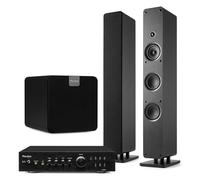 Audizio Arco Sistema HiFi 2.1 con Amplificador y subwoofer Negro | Sonido potente y equilibrado, graves profundos, instalación rápida, para cine y música