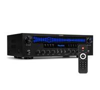 Audizio AV560EQ - Amplificador 5.1 con Bluetooth 5.0, USB, Radio FM, entradas óptica y coaxial, micrófonos con Eco y delay, 390W de Potencia Total, Mando a Distancia y diseño Elegante Negro