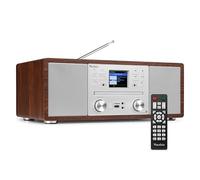 Audizio Avola - Radio Dab+ Bluetooth y CD Acabado Plateado USB microSD | CD integrado, USB y microSD, Bluetooth y radio DAB+, pantalla a color, perfecto para dormitorio y espacios de descanso