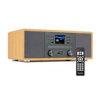 Audizio Avola - Radio Digital Dab/FM con Bluetooth, WiFi y CD, Altavoz estéreo, Radio Despertador con Pantalla a Color, USB, Entrada AUX y Salida RCA, diseño de Madera Elegante Color Bamboo
