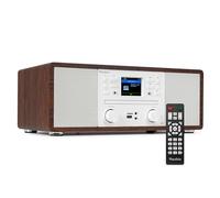 Audizio Avola - Radio Digital Dab/FM con Bluetooth, WiFi y CD en Color Blanco y Madera, Altavoz estéreo 60W, Radio Despertador con Pantalla a Color, USB, AUX y diseño Elegante Natural