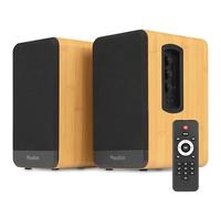 Audizio BS10 Altavoces HiFi estantería 80W Bluetooth HDMI ARC, bambú | HDMI ARC, entrada phono, Bluetooth 5.3, control de graves y agudos, acabado bambú