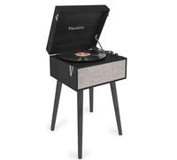 Audizio Fremont - Tocadiscos Retro con Patas de Madera, Bluetooth bidireccional, USB para digitalizar vinilos, Altavoces estéreo, RCA, 3 velocidades, Entrada AUX y Salida de Auriculares Color Negro