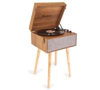 Audizio Fremont - Tocadiscos Retro con Patas de Madera, Bluetooth bidireccional, USB para digitalizar vinilos, Altavoces estéreo, RCA, 3 velocidades, Entrada AUX y Salida de Auriculares Color Madera