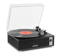 Audizio Irvine - Tocadiscos con Bluetooth Acabado Negro 3 velocidades Retro | Bluetooth, salida RCA y entrada AUX incorporados, 3 velocidades, sonido estéreo, para amantes del sonido analógico
