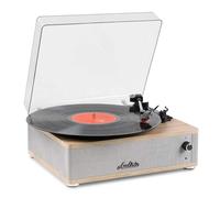 Audizio Irvine - Tocadiscos de Vinilo con Altavoces 40W Bluetooth 5.4 3 velocidades 7 10 12 Pulgadas Salida RCA Entrada AUX Sistema antivibración diseño Compacto en Madera Clara, Color Madera Clara
