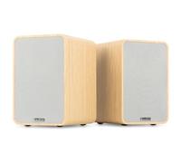 Audizio KS10 - Altavoces HiFi Activos 120W con HDMI ARC, Bluetooth 5.0, USB, DSP Integrado, Amplificador Incorporado, Altavoces de estanteria para TV, música y Tocadiscos, Color Madera Clara