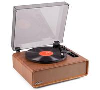 Audizio Laredo - Tocadiscos con Bluetooth bidireccional Acabado marrón | Bluetooth bidireccional y salida RCA incorporados, cápsula Audio Technica, óptimo, para disfrutar y digitalizar vinilos