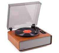 Audizio Laredo - Tocadiscos de Vinilo Bluetooth con Altavoces HiFi 160W, cápsula Audio Technica, Gira Discos con Plato de 29 cm, giradiscos Vinilo con RCA y BT in/out, Acabado en Madera Oscura