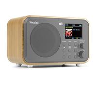 Audizio Milan - Radio Dab+/FM Bluetooth 30W Acabado Madera Clara Alarma | Radio de calidad, Bluetooth y radio DAB+/FM, sonido estéreo de 30W, pantalla a color, para salón, cocina y dormitorio
