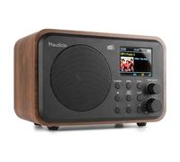 Audizio Milan - Radio FM Bluetooth Acabado Madera Oscura Alarma batería | Radio de calidad, Bluetooth y radio FM, pantalla a color, función de alarma, óptimo, perfecto para el hogar y la oficina