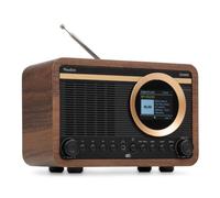 Audizio Ovaro - Radio Dab+ Retro con Bluetooth, FM y USB, Color Madera | Radio retro en acabado madera con DAB+, Bluetooth, FM, pantalla color de 2,4 pulgadas, despertador doble y entrada USB/AUX