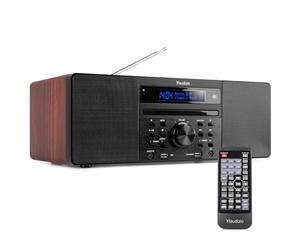 Audizio Prato Sistema Musical Todo-en-uno. Radio FM y Dab+, Bluetooth 4.0, USB, Reproductor de CD, Reloj, Alarma, Display con dimmer, presets de Sonido, Salida de Auriculares - Color Madera y Negro